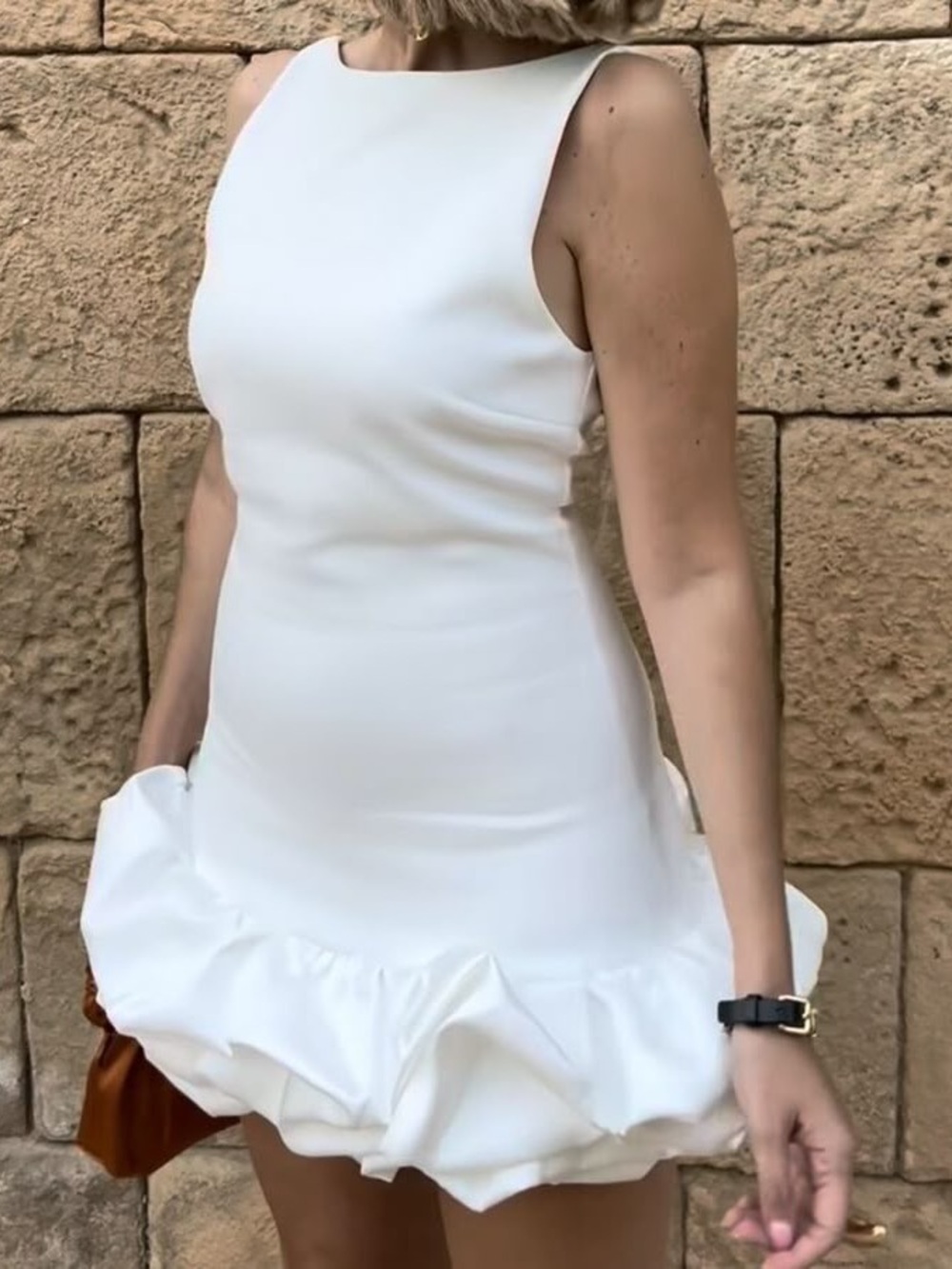 Zara White Ruffled Hem Sleeveless Mini Dress/romper - Picture 5 of 6